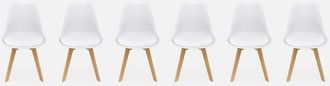 Sweeek Sweeek - Silla escandinava acero, set de 6, Nils, Blanco, 47x55x81 cm