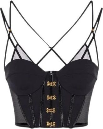 Elisabetta Franchi Sleeveless Tops - Dames - Tops zonder mouwen - Zwart - XL - Satijn - Tops