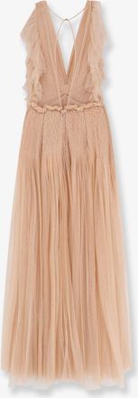 Elisabetta Franchi Womens Evening Gown Pink Rhinestones Polyester