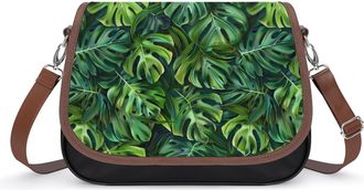 Generic Tropical Pattern with Monstera Leaves Crossbody Bags for Women Shoulder Messenger Bag Purse Handbags