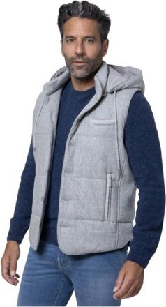 Gran Sasso Grijze Wollen Mouwloze Hoodie Jas - Heren - Bodywarmers - Grijs - 3XL - Wol - Jassen