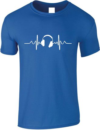 Generic Headphone T-Shirt Heartbeat ECG Musician Singing Songs Singer Top (UK, Alpha, S, Regular, Regular, Royal)