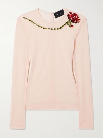 Simone Rocha Maglia In Jersey Stretch Con Cristalli - Rosa