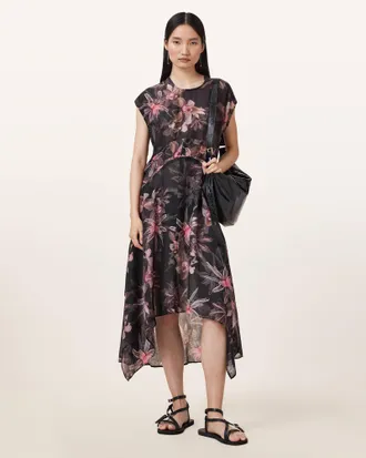 AllSaints Lyocell Arwen Floral Print Maxi Dress, Size: UK 16/US 12