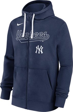 Nike New York Yankees Knockout Script Nike Mens MLB Full-Zip Hoodie in Blue | 01NC012NNK-F9S