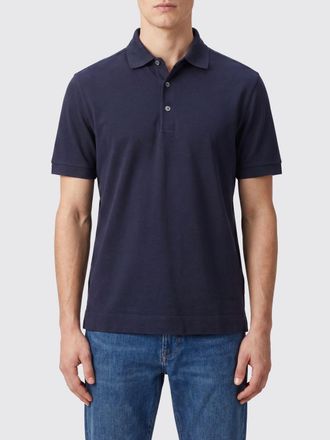 Ermenegildo Zegna Polo a maniche corte in misto cotone e seta con colletto a coste