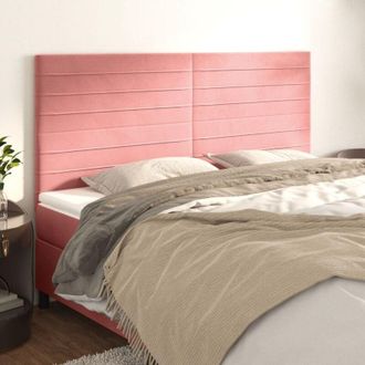 vidaXL Cabecero De Cama Rosa 180x5x118/128 Cm Terciopelo Vidaxl