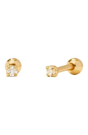 Made by Mary CZ Petite Prong-Set Stud Earrings in Gold Vermeil at Nordstrom