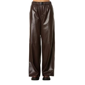 Isabelle Blanche Imitatielederen broek - Dames - Broeken - Bruin - Maat: XL Leer