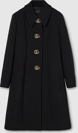 Gucci Wool Natt&eacute; Coat With Double G Button, Black, Ready-to-wear