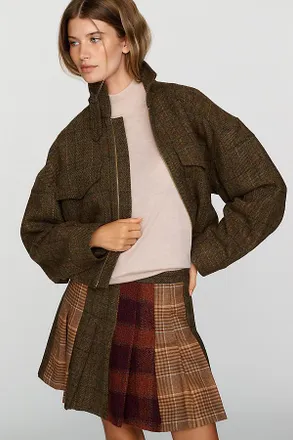 Rowing Blazers Wool Blend Mixed Pleated Mini Skirt