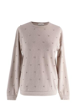 Brunello Cucinelli Beige Embellished Cashmere Knit Size XS