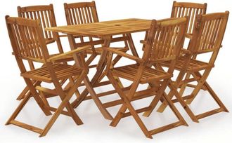 vidaXL Vidaxl - Set Comedor De Jard&iacute;n Plegable 7 Piezas Madera Maciza De Acacia