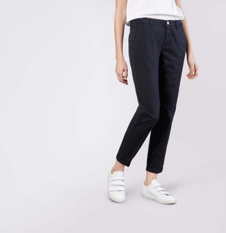 MAC Broeken Chinohose MAC CHINO turn up, Damen, Gr. 34, N-Gr, blau (dunkelblau), Web, Obermaterial: 96% Baumwolle, 4% Elasthan, unifarben, slim fit kn&ouml;chelfrei, H