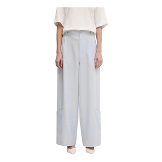 Yohji Yamamoto Sport Uniform Wijde Pijpen Broek - Dames - Broeken - Grijs - Maat: M Poliester