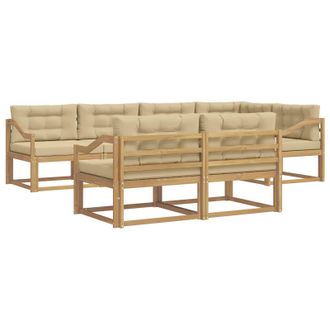 vidaXL Conjunto De Sof&aacute;s De Exterior Con Coj&iacute;n 6 Pcs Y Beige Poli&eacute;ster Vidaxl