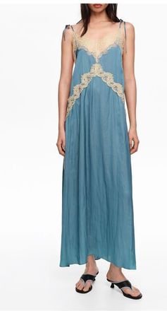 Bimba & Lola Lace Fluid Dress in Teal at Nordstrom, Size Xx-Small Eu