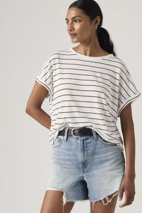 Levi's Lori Linen Dolman Tee - Donna - L - Bianco / Donna Stripe Egret Linen