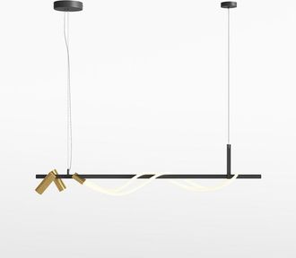 Maytoni Tau Moderna L&aacute;mpara De Techo Colgante De Barra Negra, Led Dorado Integrado 3000k - Maytoni