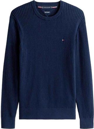 Tommy Hilfiger Rondgebreide Kleding - Heren - Ronde hals truien - Blauw - 2XL - Katoen - Truien & Vesten