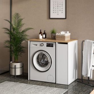 Vicco Armario Para Lavadora Viktor, Blanco/artesano, 93.6 X 88.2 Cm Con Compartimentos Y Puerta, Vicco