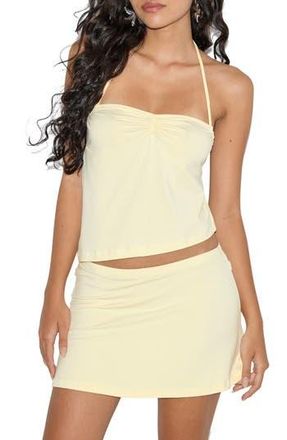 Motel Kins Asymmetric Tie Back Halter Top in Rayon Lemon at Nordstrom Rack, Size X-Small