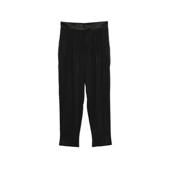 Giorgio Armani Suit Trousers, male, Black, Size: L Washed Silk Double-Pleat Trousers