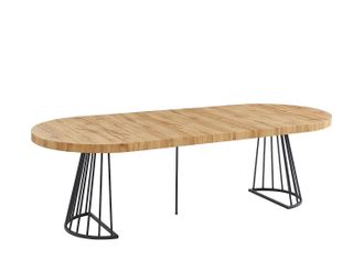 Vente-Unique Tavolo da pranzo allungabile da 2 a 12 coperti in MDF e Acciaio Naturale e Nero - FIRELA