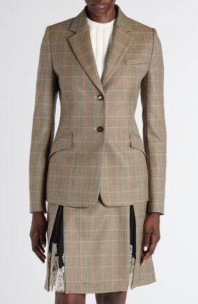Alexander McQueen Country Glen Plaid Single Breasted Wool Blazer in Off White Multi at Nordstrom, Size 12 Us