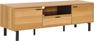 Beliani Beliani - Mueble Tv Madera Clara Negro 160 X 40 Cm 2 Puertas Caj&oacute;n Armario Claremont