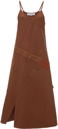 J.W.Anderson logo-appliqu&eacute; midi dress - women - Cotton - 4 - Brown