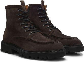 BOSS Lace-up boots in suede with side zipper
