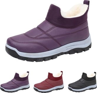 Generic Slip On Snow Boots for Women Winter Fleece Thickened Boots Ladies Casual Warm Fur Lined Ankle Booties Waterproof Non Slip Insulated Comfortable Walkin