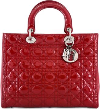 Dior Lady Dior Bag Cannage Quilt Patent Large satchel - Rood