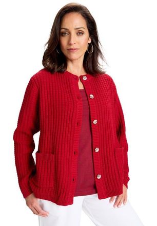 Jessica London Boxy Stitch Cardigan in Classic Red at Nordstrom, Size 28