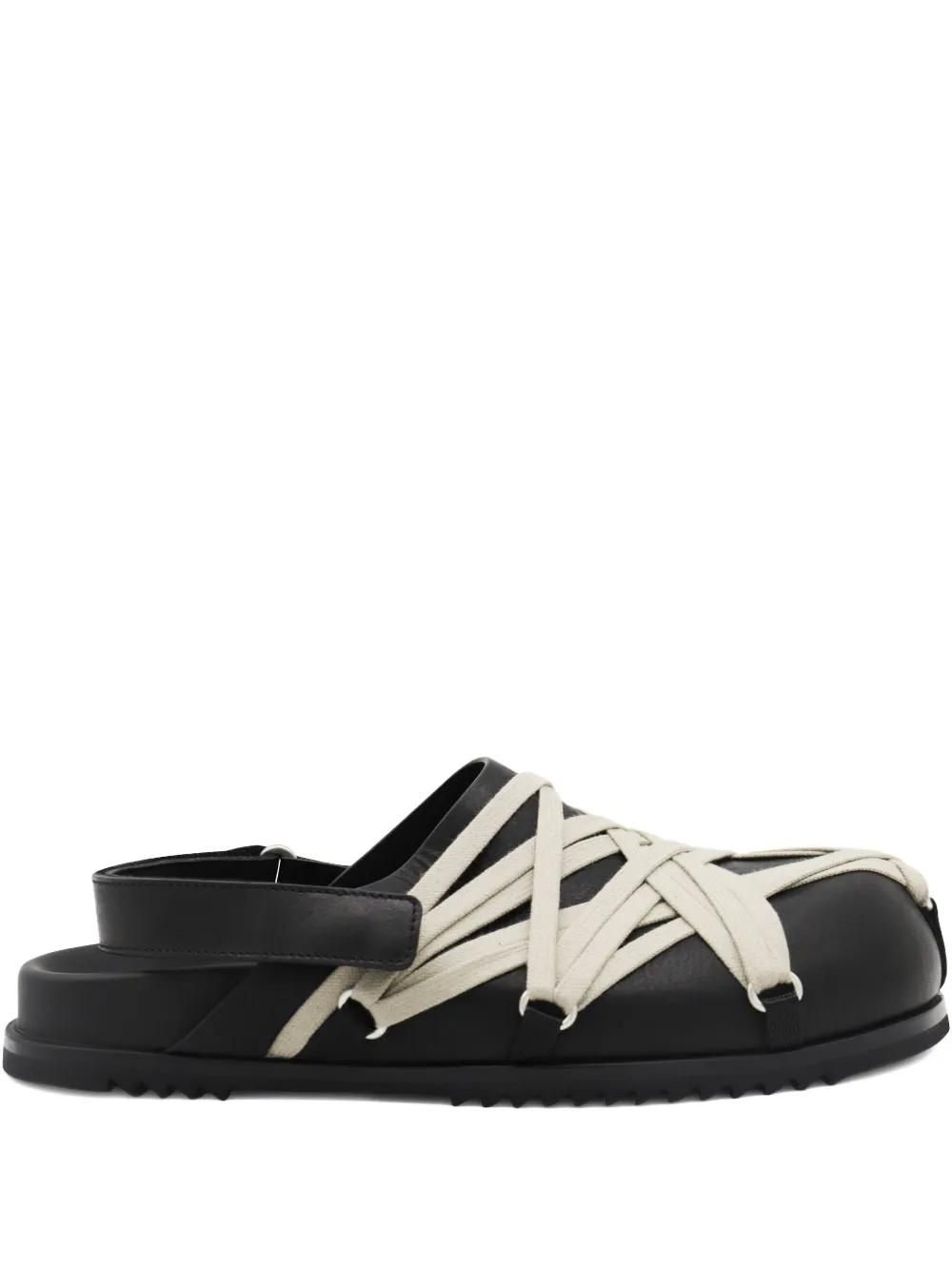 【Rick Owens】ブラックレザースライドサンダル スライド RICK OWENS(リックオウエンス) サンダル(メンズ