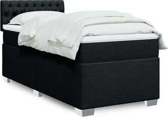 vidaXL Cama Box Spring Con Colch&oacute;n Tela Negro 90x190 Cm Vidaxl