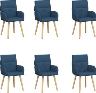 vidaXL Sillas De Comedor 6 Uds. Tela Azul 60 X 56 X 96 Cm Vidaxl