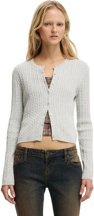 Cotton On Womens Cotton Crew Neck Cardigan in Mid Grey Marle at Nordstrom, Size Xx-Small