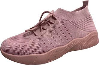Generic Womens Running Shoes Mesh Breathable Walking Shoes Solid Color Lightweight Air Cushion Sports Shoe Classic Comfy Casual Lace Up Gym Sneakers Workout