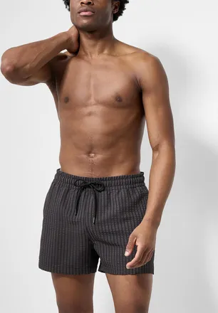 Simons Mens Monochrome stripe seersucker swim trunk