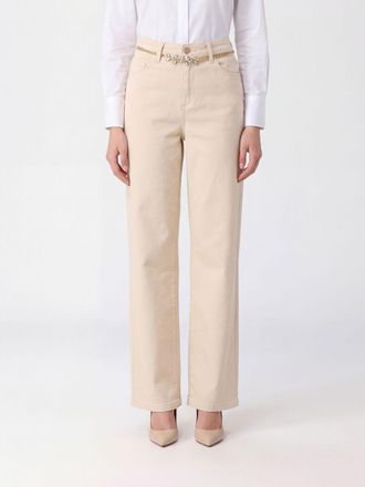 Liu Jo Flared Corduroy Velvet Trousers with Jewelled Belt