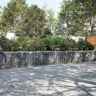 Berkfield Home Gabion Basket with Cover 700x50x50 cm Galvanised Iron in Silver | Size: 700 x 50 x 50 cm