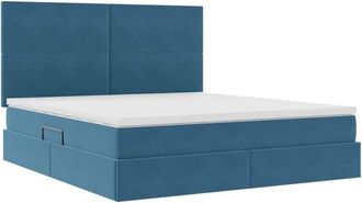 vidaXL Bed with LED Strip Lights Dark Blue 180 x 200 cm Velvet vidaXL