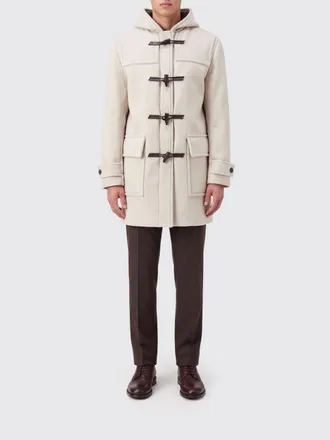HUGO BOSS Short Coat in Virgin Wool and Cashmere with Hood and Toggles