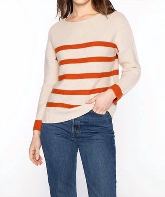Kinross Cashmere Garter Ballet Neck Sweater In Canvas/brandy