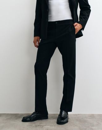 Asos pantaloni da abito slim elasticizzati anti-piega neri-Nero