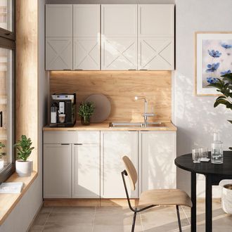Vicco Cocina Para Solteros Fame-line, Gris/beige/roble Dorado, 140 Cm, Et Antracita, Vicco