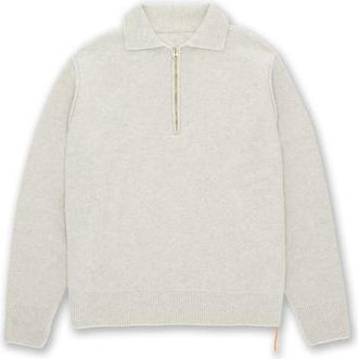 Fortela Yale Wool Sweater with Collar and Zip in Melange Grey at Nordstrom, Size Xx-Large Eu