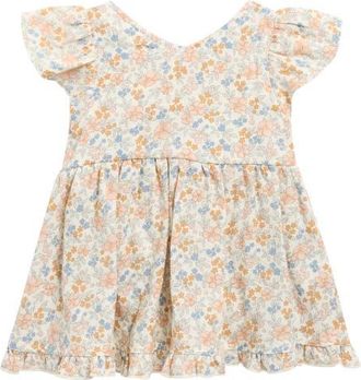 Rylee + Cru Lila Floral Print Cotton Skirted Romper in Ivory at Nordstrom, Size 18-24M